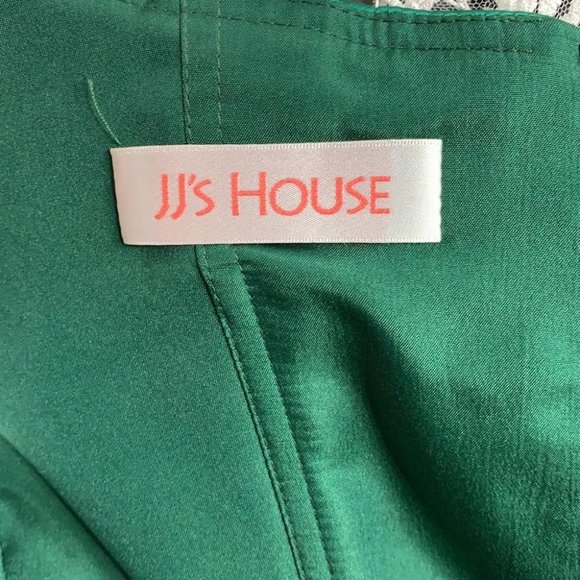 VTG Green Short High Lo Asymmetrical Embroidered Retro Formal Dress Gown - Picture 9 of 11